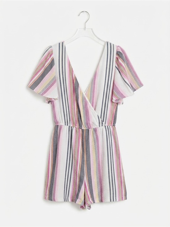 Pants - Trixxi Striped Pink Multicolor Kids One-Piece Romper Large